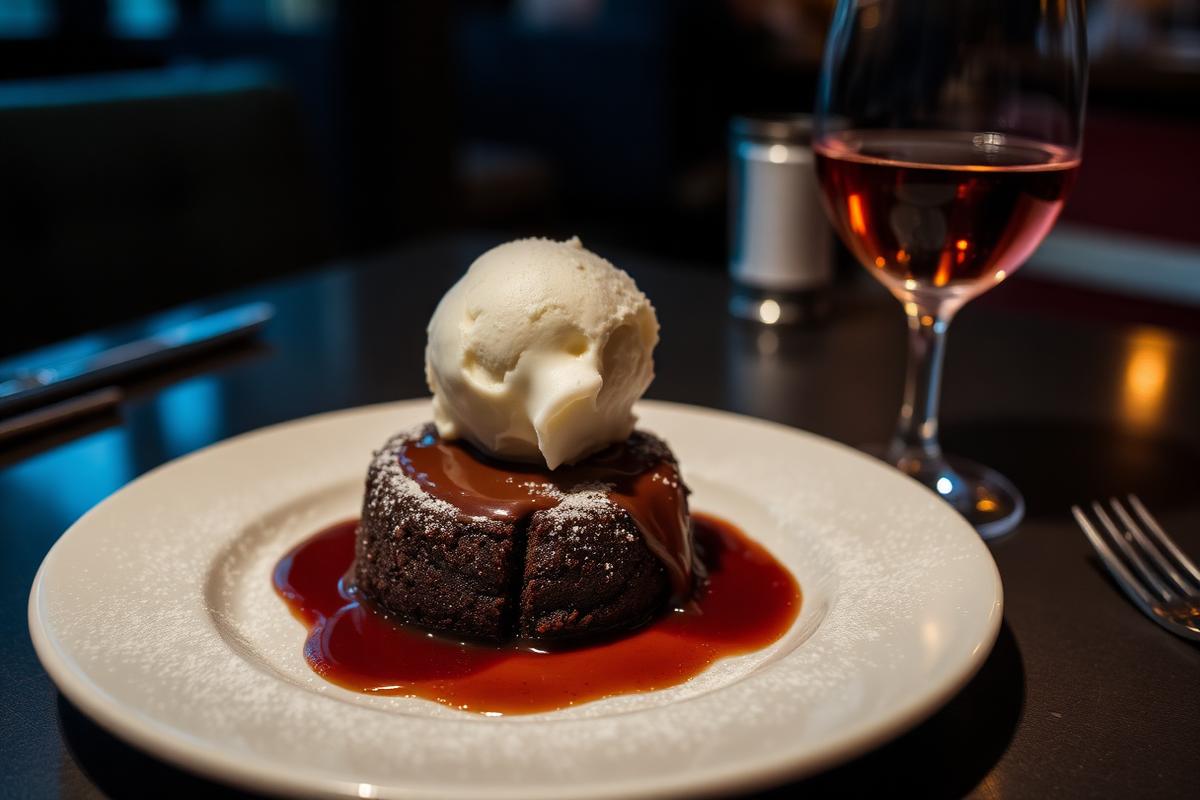 Lava cake dessert with wine